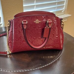 Coach Burgundy Embossed Leather Satchel